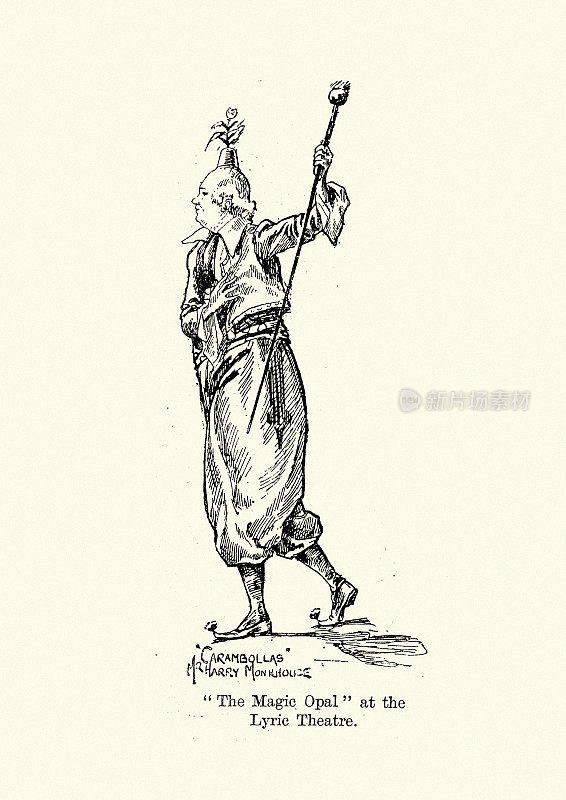 《魔蛋白石》在抒情剧院的舞台服装，哈利・蒙克豪斯，1893年，维多利亚时期的19世纪