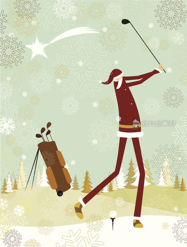 圣诞老人打高尔夫球