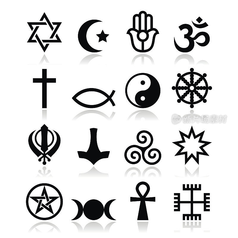 世界宗教符号-向量图标集