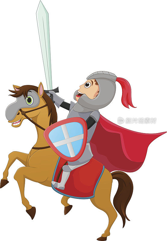 勇敢的骑士骑马的插图