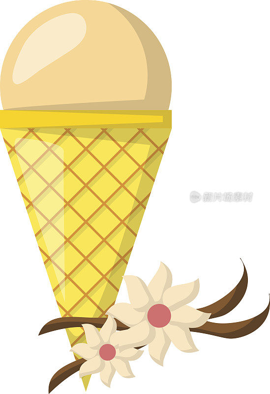 矢量卡通香草冰淇淋球