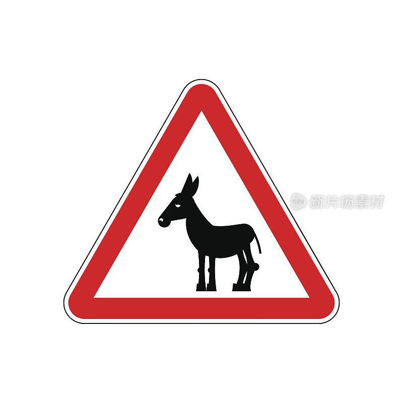 注意驴开车。红三角上的混蛋。路牌注意笨蛋失败者