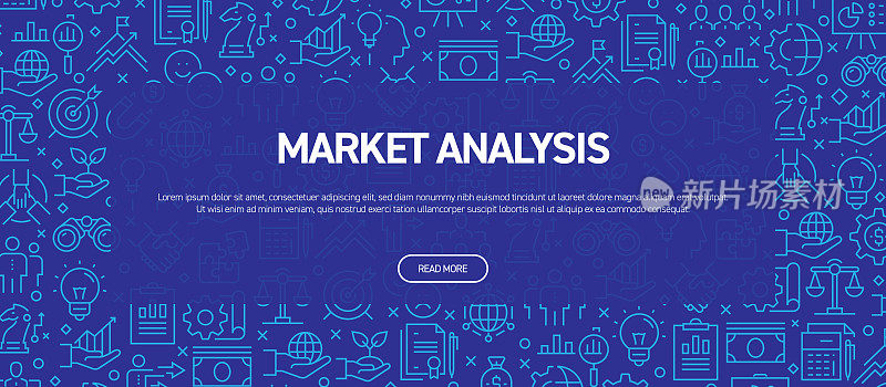市场分析概念-商业相关的无缝模式网站横幅