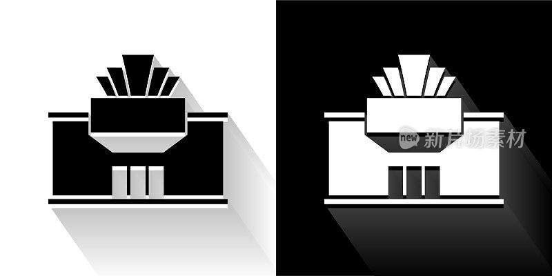 电影院黑色和白色与长影子的图标