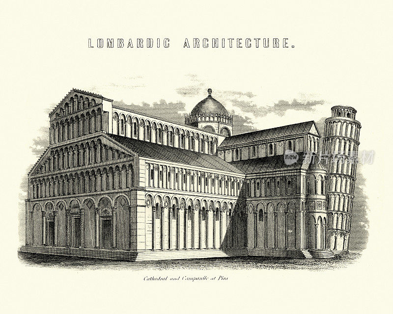 伦巴第建筑，比萨斜塔和大教堂