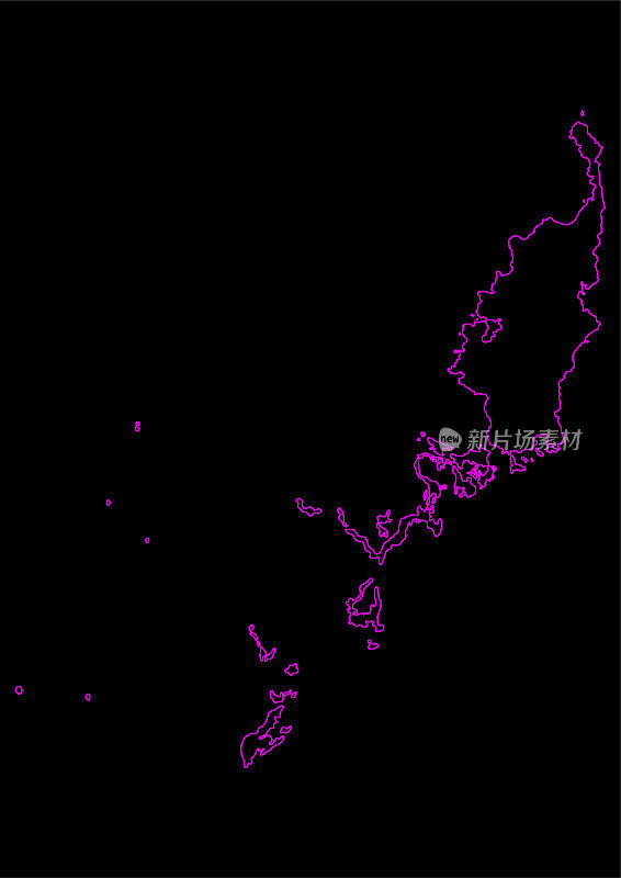 黑色背景下的帕劳霓虹灯地图