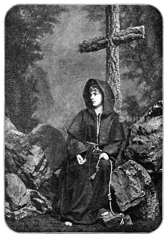 玛丽・巴什基尔采夫，身穿修女服装(原名玛丽亚・康斯坦蒂诺夫娜・巴什基尔采娃)，是一位俄罗斯-乌克兰籍的日记作家、画家和雕塑家