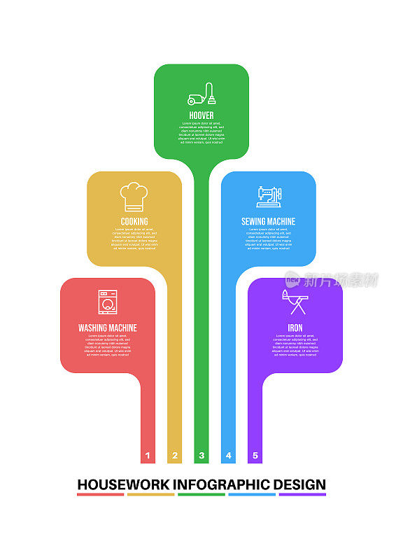信息图设计模板与家务关键字和图标