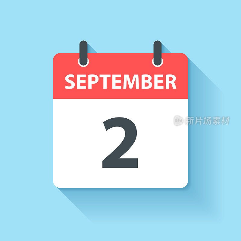 9月2日-每日日历图标在平面设计风格