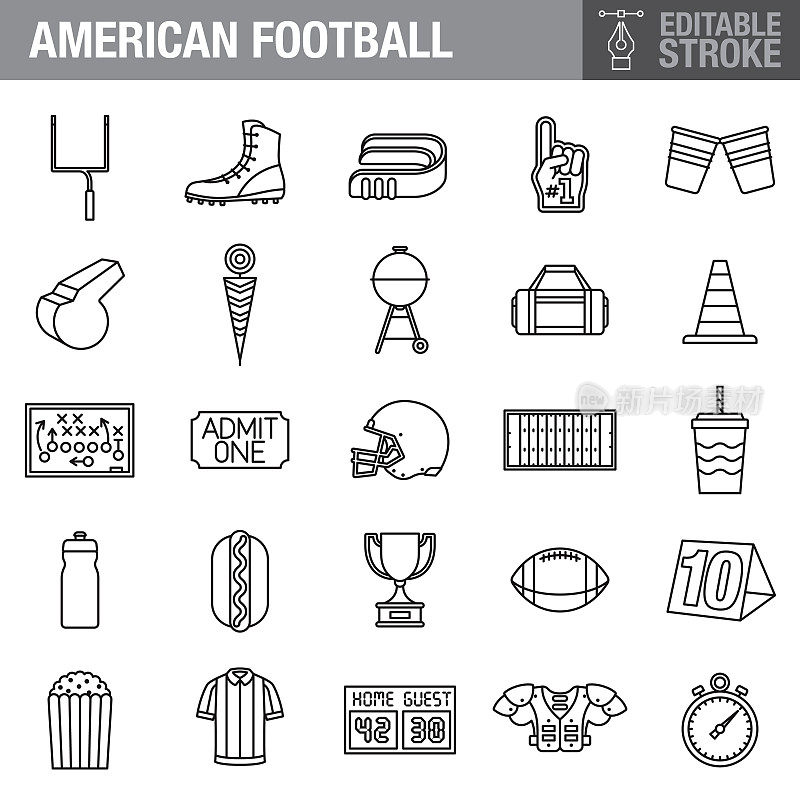 足球可编辑Stroke图标集