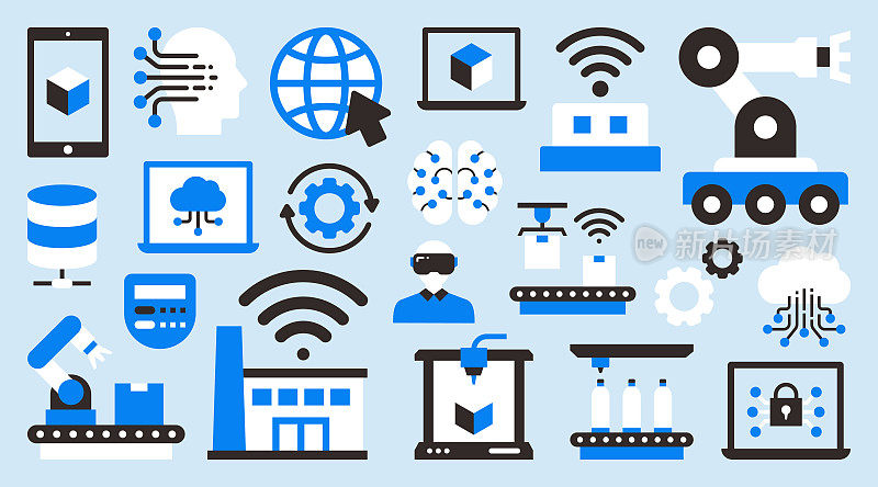 工业4.0相关现代平面风格矢量插图