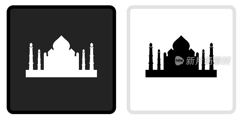 穆斯林寺庙图标在黑色按钮与白色滚动