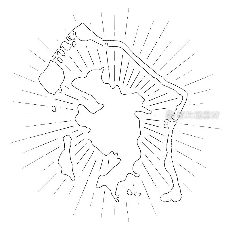 波拉波拉岛地图与阳光在白色的背景