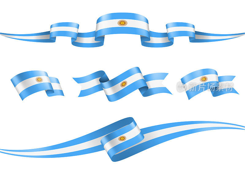 阿根廷旗丝带集-矢量股票插图
