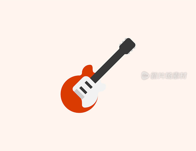 吉他矢量图标。孤立电吉他平彩色符号