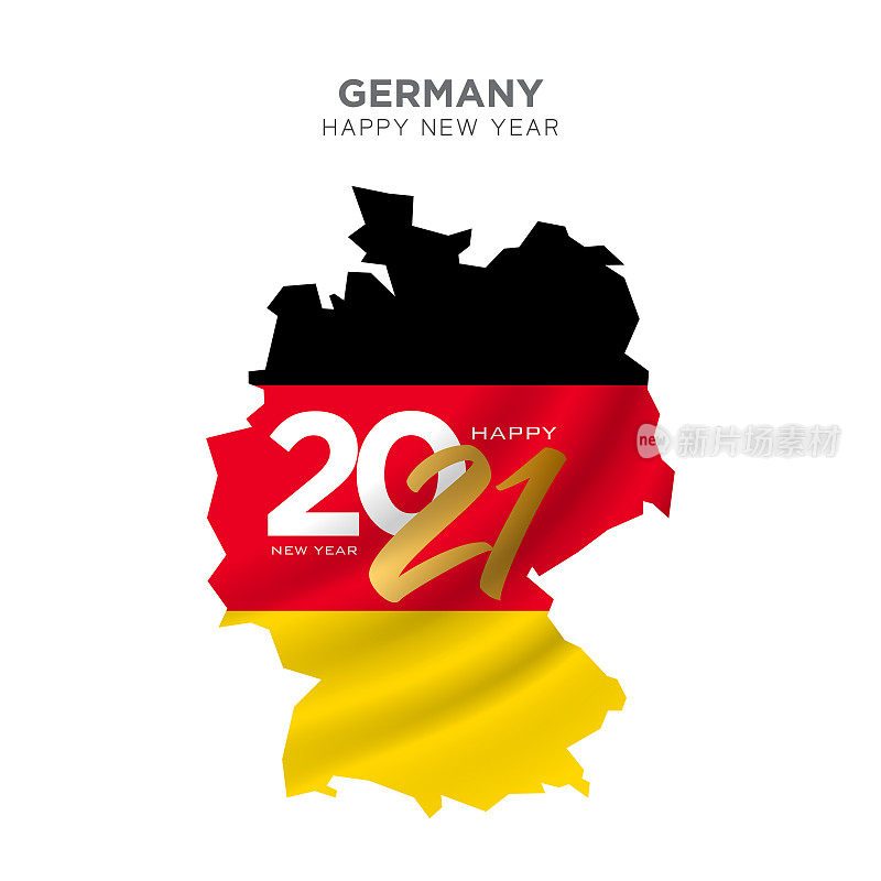 德国地图新年概念设计。2021年新年概念广告，横幅，传单和传单。矢量插图。