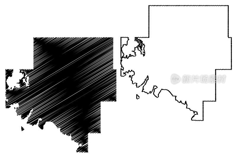 美国北达科他州拉姆齐县(美国县，美国，美国)地图矢量插图，草稿拉姆齐地图