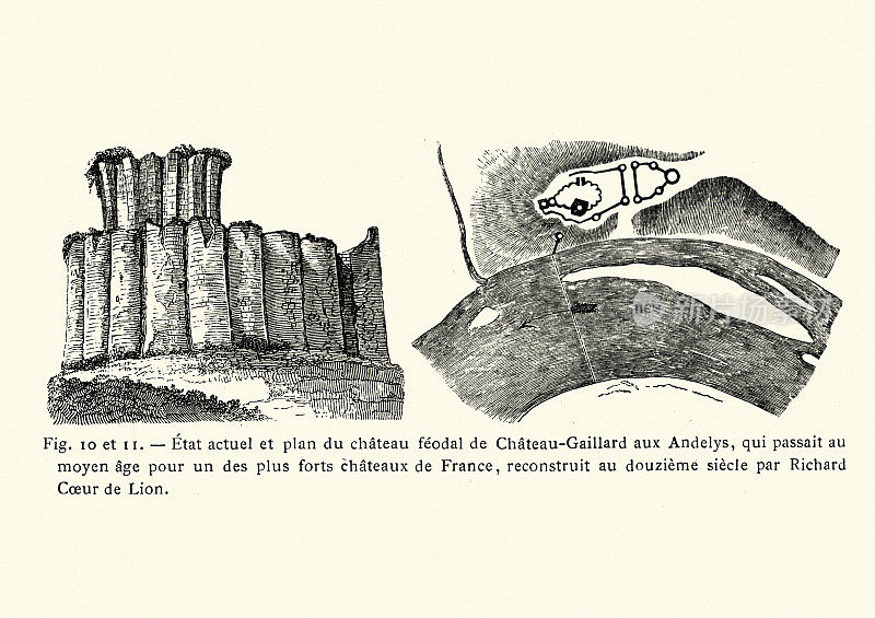 Ch?teau Gaillard是俯瞰塞纳河的中世纪城堡废墟