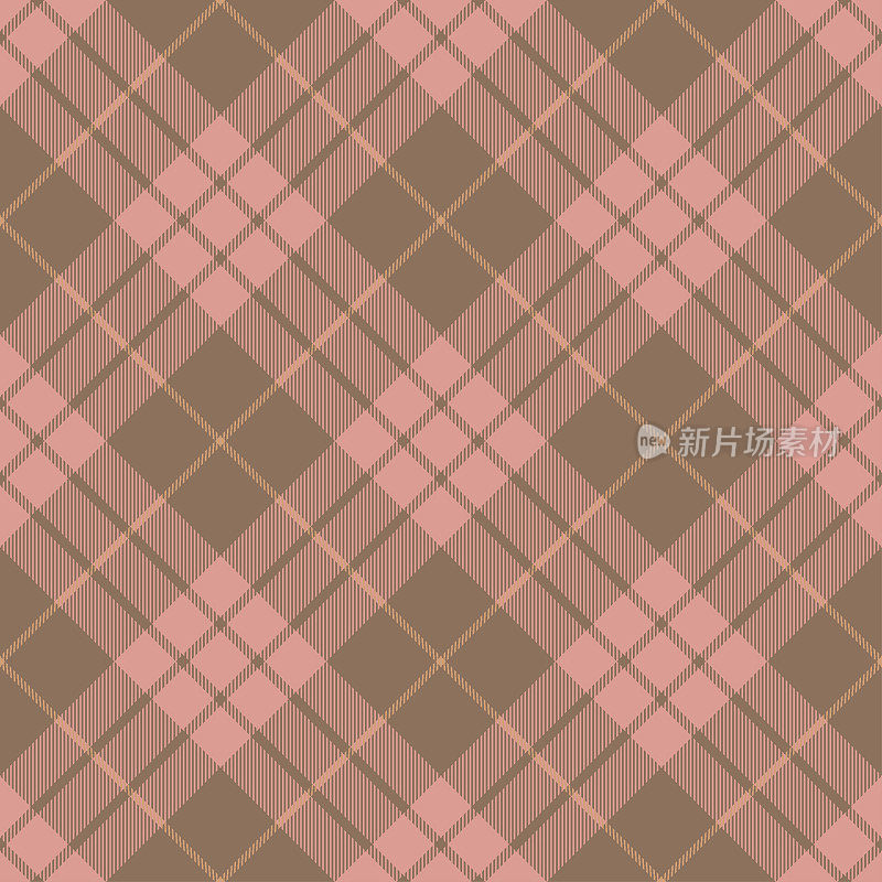 米色和褐色菱形格子苏格兰格子纺织图案