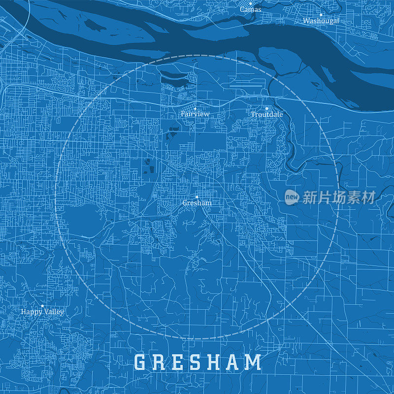 格雷欣或城市矢量道路地图蓝色文本