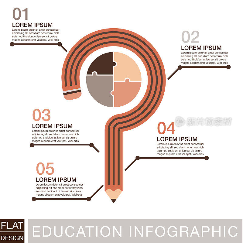 铅笔问号教育信息图表与文本和图标
