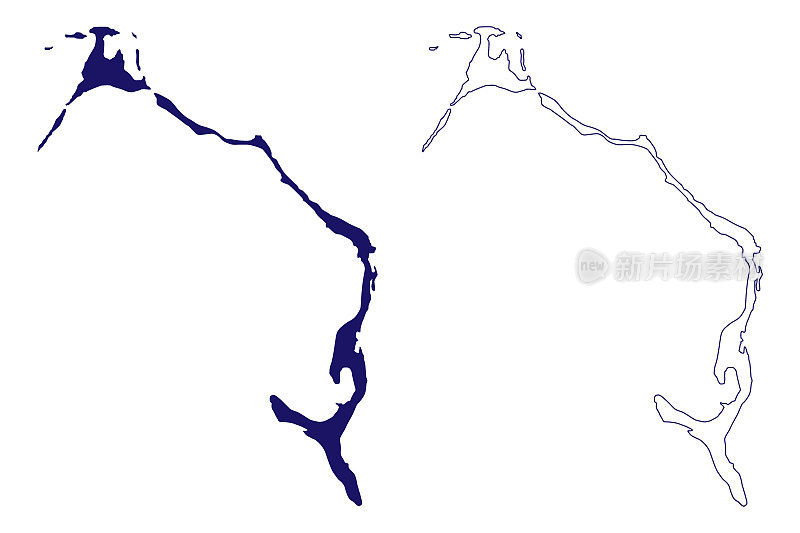 伊柳塞拉岛(巴哈马群岛，中美洲，加勒比群岛)地图矢量插图，潦草草图雪茄图
