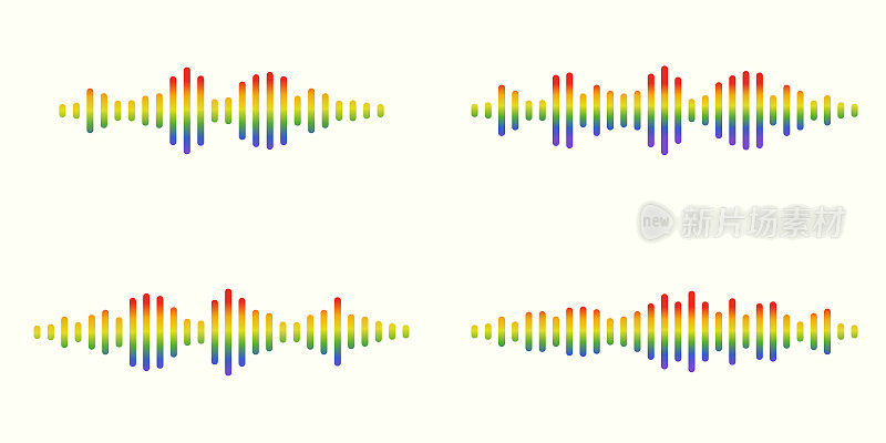 彩色集音频信息波或集声波均衡器。隔离背景设计音乐声波。矢量插图第10页。