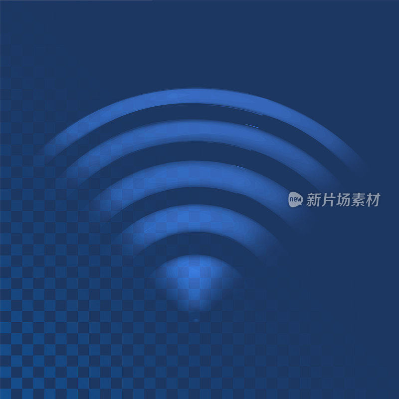 Wifi波光效。传感器波信号或扫描仪激光在未来的光风格透明背景。用于HUD设计的传感器元素。