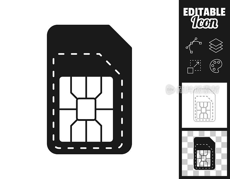 SIM卡与预切。图标设计。轻松地编辑