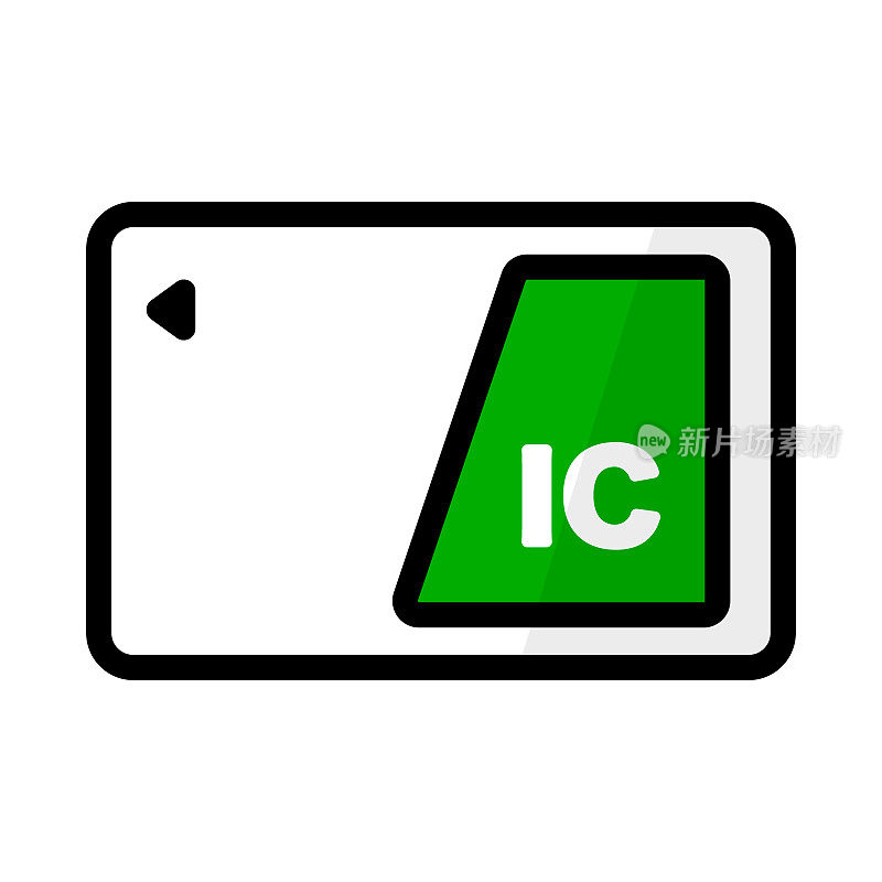 IC卡剪影图标。IC卡现金卡。向量。