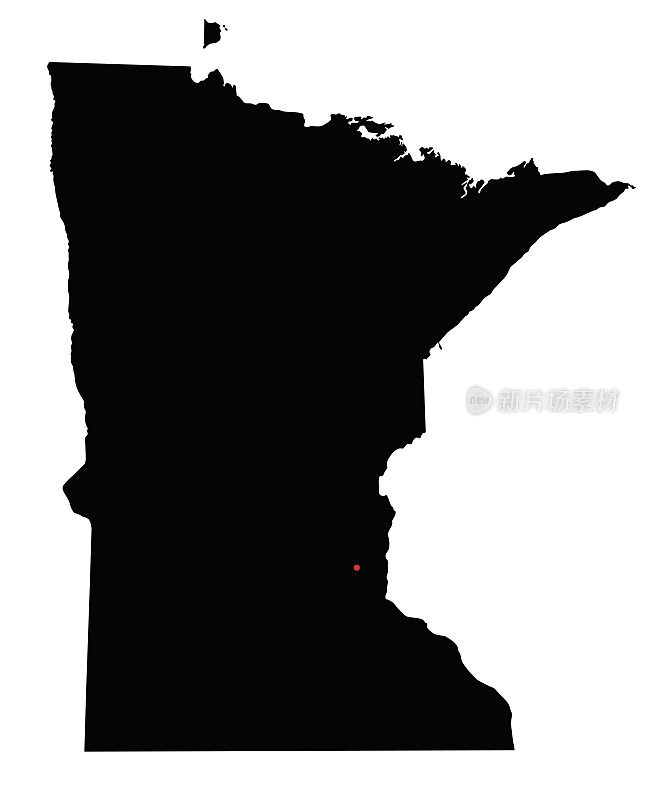 高度详细的明尼苏达州剪影地图。