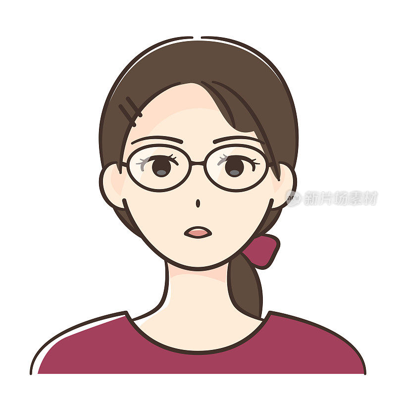 年轻的亚洲女人戴眼镜的脸