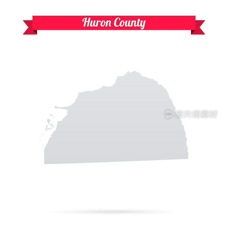 休伦县，密歇根州。白底红旗地图