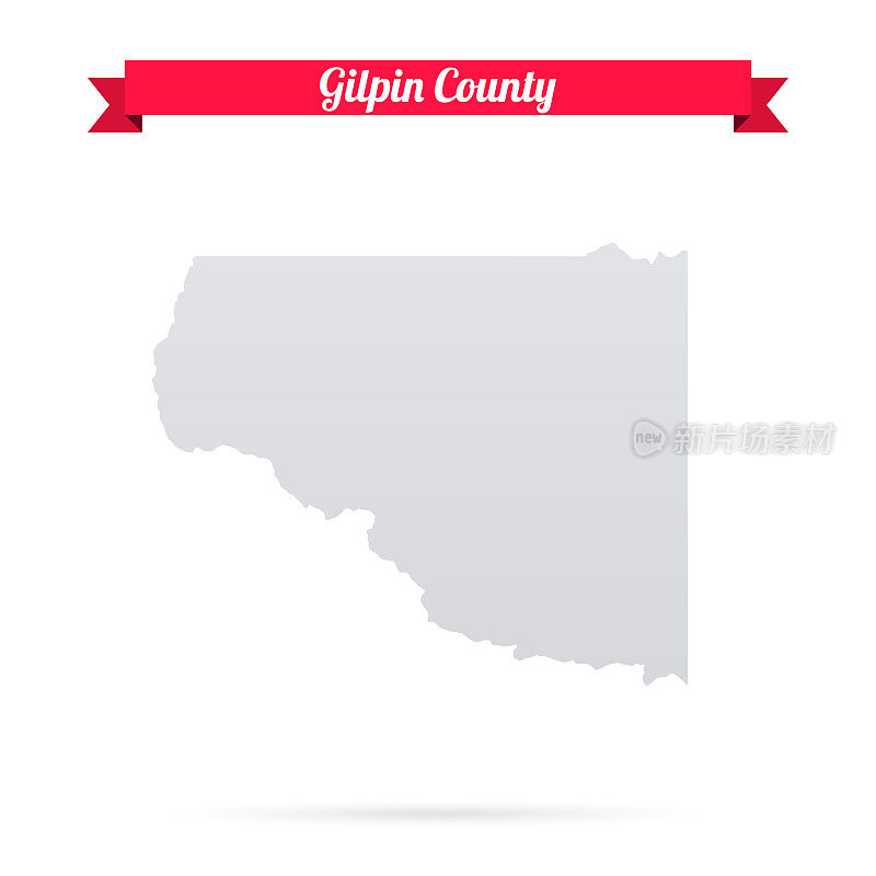 科罗拉多州吉尔平县。白底红旗地图