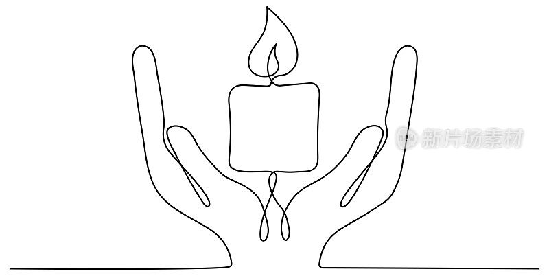 手握燃烧的蜡烛连续画线。