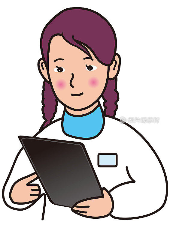 一位年轻的护士正在使用一张药片图表