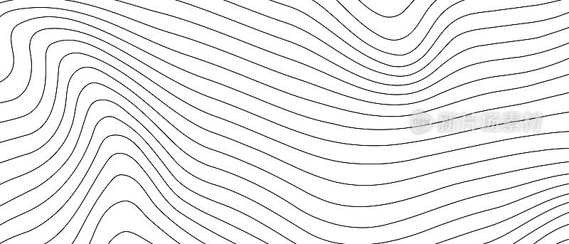 抽象波浪形背景。又细又暗的线条。矢量图