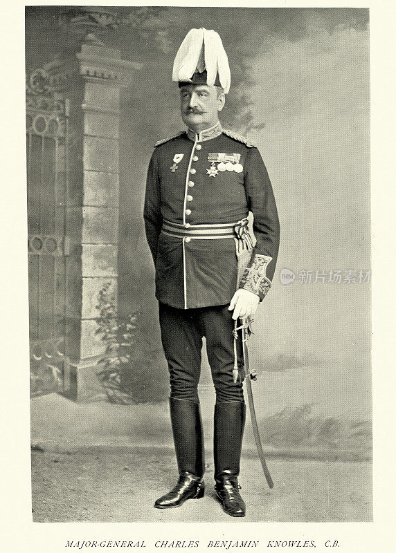 少将查尔斯・本杰明・诺尔斯爵士维多利亚时代英国陆军军官，军装，历史