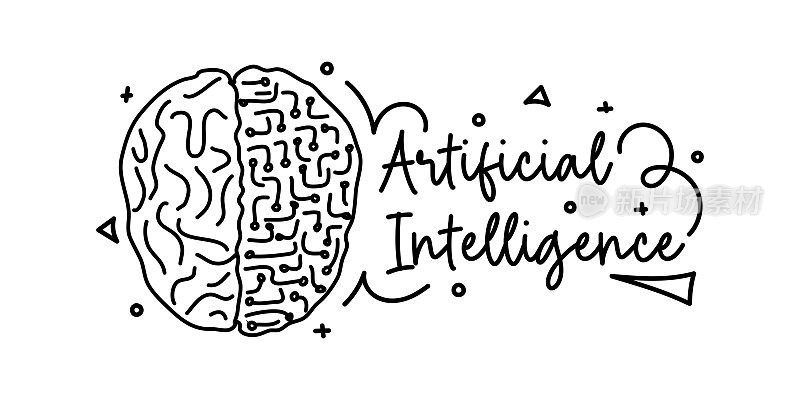 人工智能矢量符号。机器学习,深度学习和思维过程。
