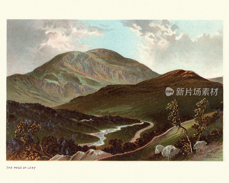苏格兰的风景，莱尼隘口，斯特林，苏格兰，19世纪