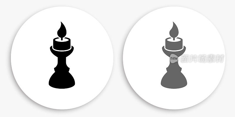 蜡烛黑色和白色圆形图标