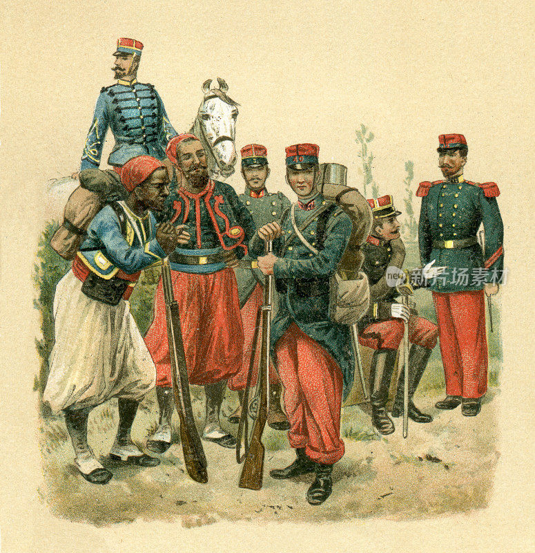 法国陆军步兵武装部队19世纪插图