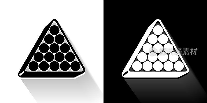 台球三角形设置黑色和白色图标与长影子