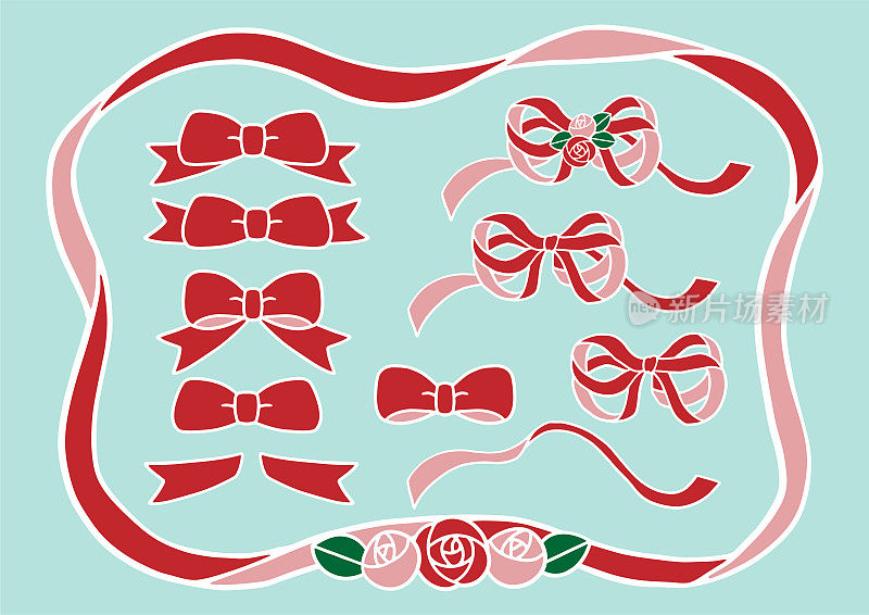 丝带和玫瑰框架插图