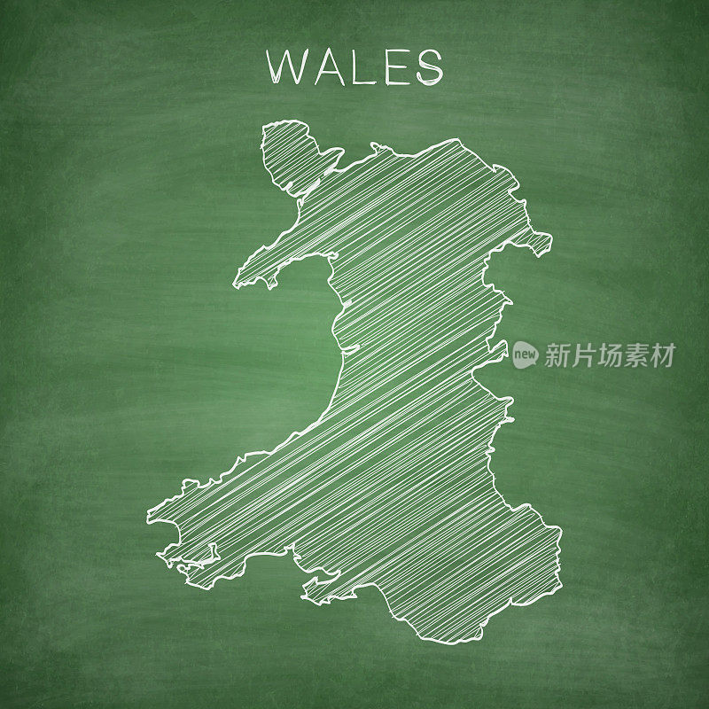威尔士地图画在黑板上-黑板