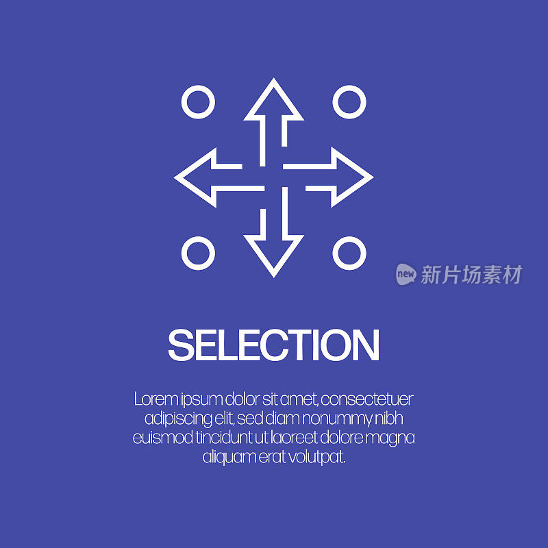 选择线图标,轮廓向量符号插图。