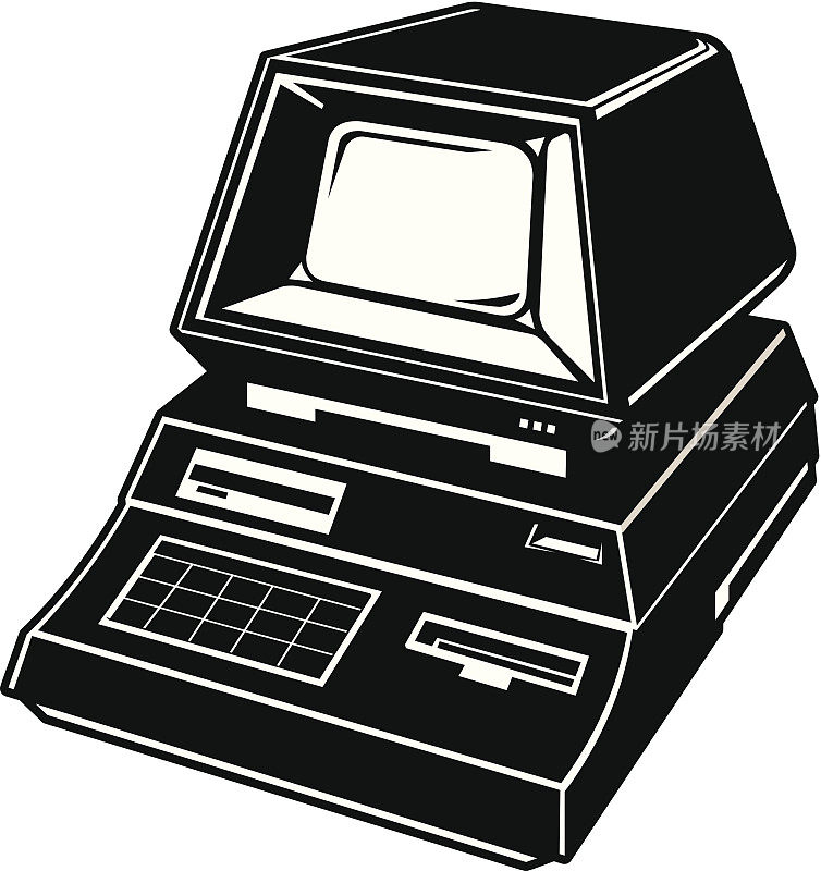 旧复古电脑剪影图标