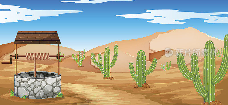 沙漠景象与仙人掌和好
