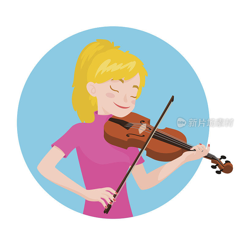 音乐家演奏小提琴。女孩小提琴家的灵感是演奏一种古典乐器。