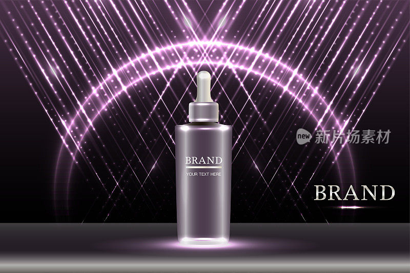 化妆品容器与广告背景随时准备使用，豪华护肤广告设计。